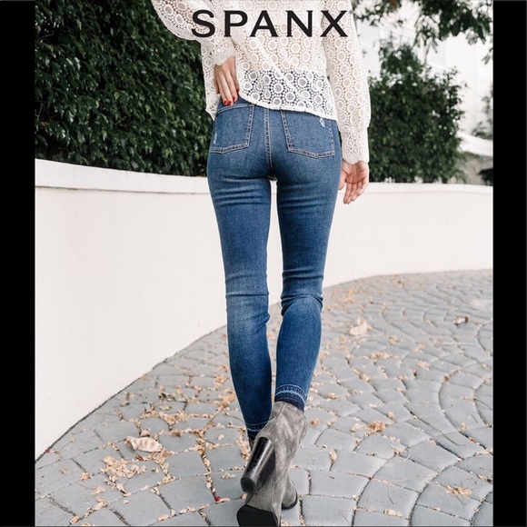 spanx distressed skinny jeans reviews